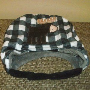 Flapjack Bear & Moose Plaid Gray Reversible Fleece Toddler Winter Hat Beanie